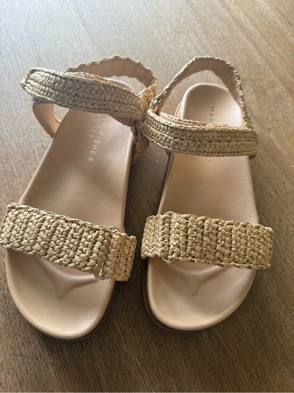 Marc Fisher Braided Straw Strap Sandals - Natural Beige